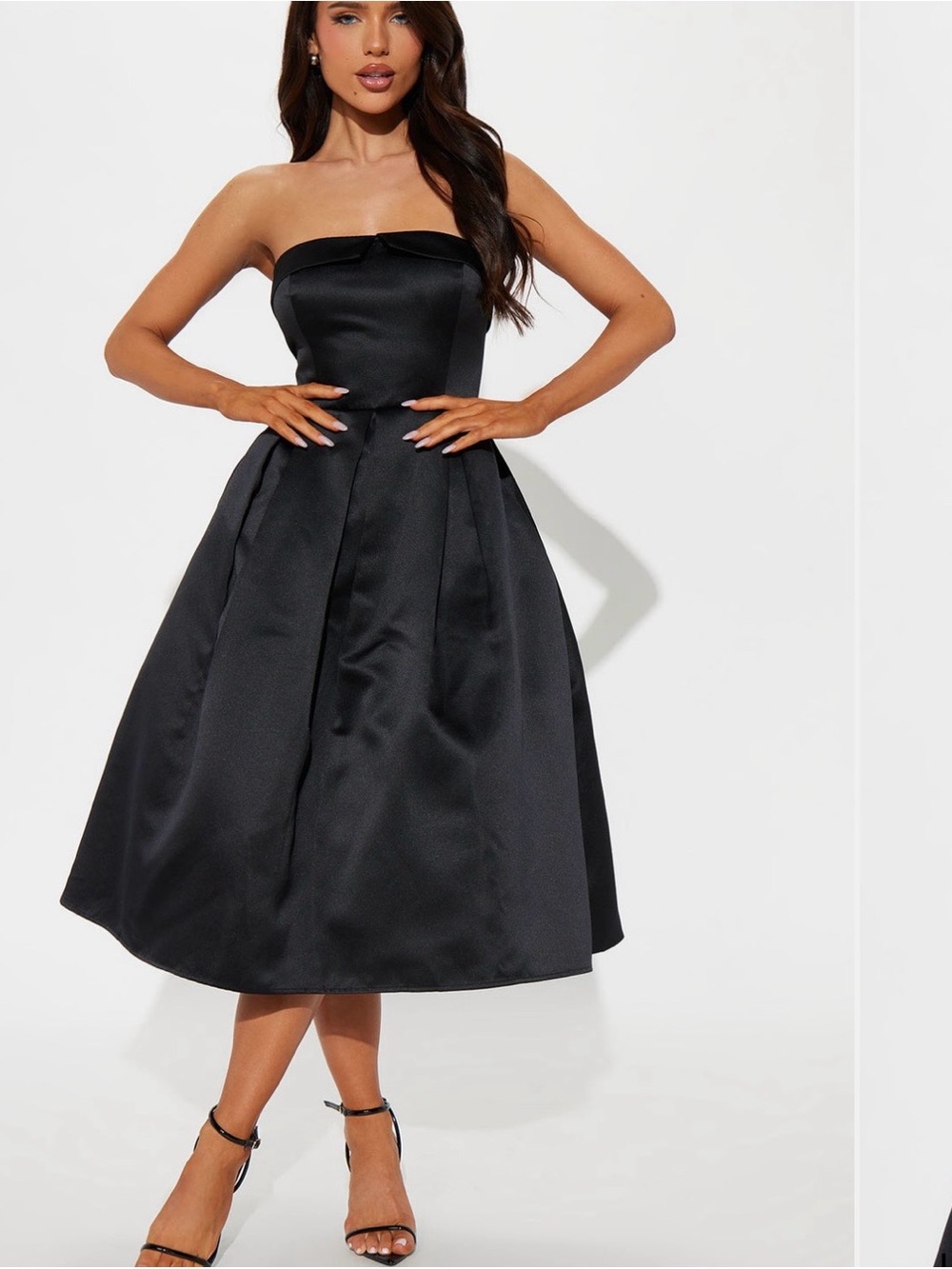 Kind Heart Satin Midi Dress - Black